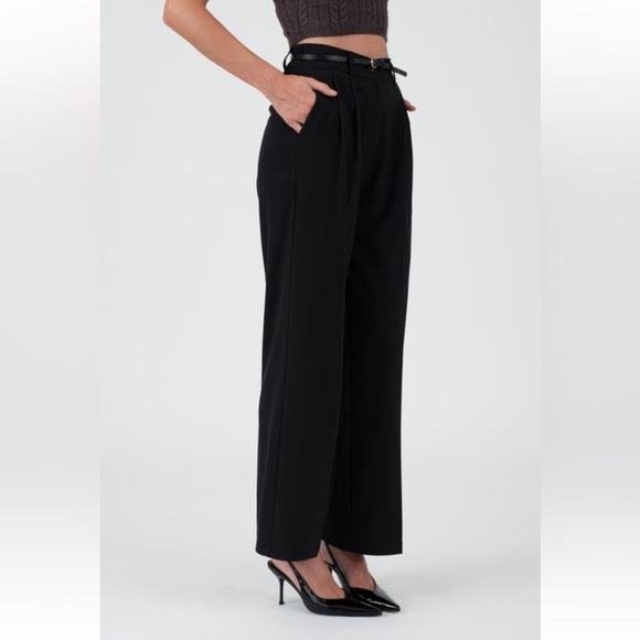 The Workshop High Waist Pleated Wide Leg Dress Pants Black - Picture 4 of 5